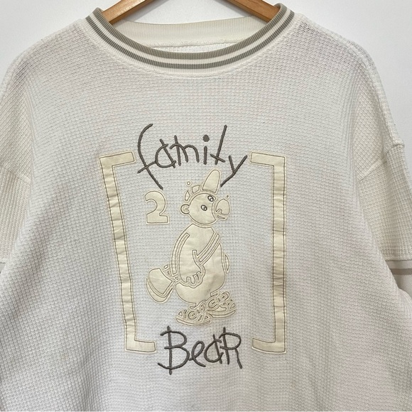 French Designer Teddy Bear Varsity Waffle Crewneck Tennis Academia Sweater - Picture 2 of 5